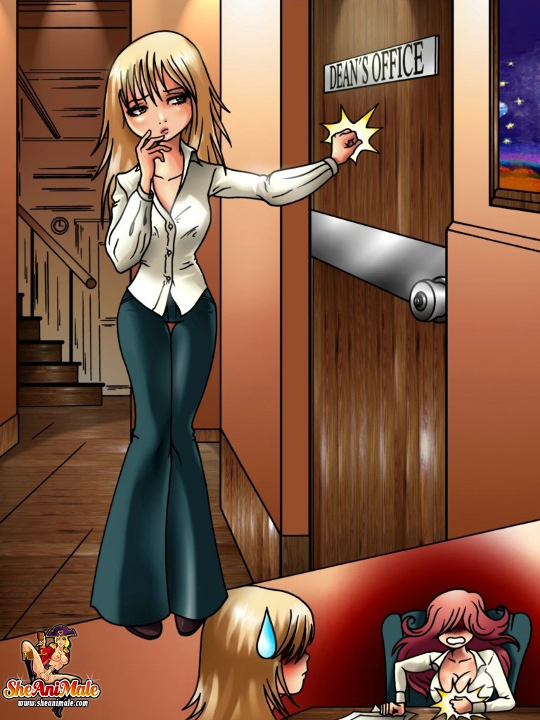 翘臀金发女郎趴在办公桌上被变性院长干