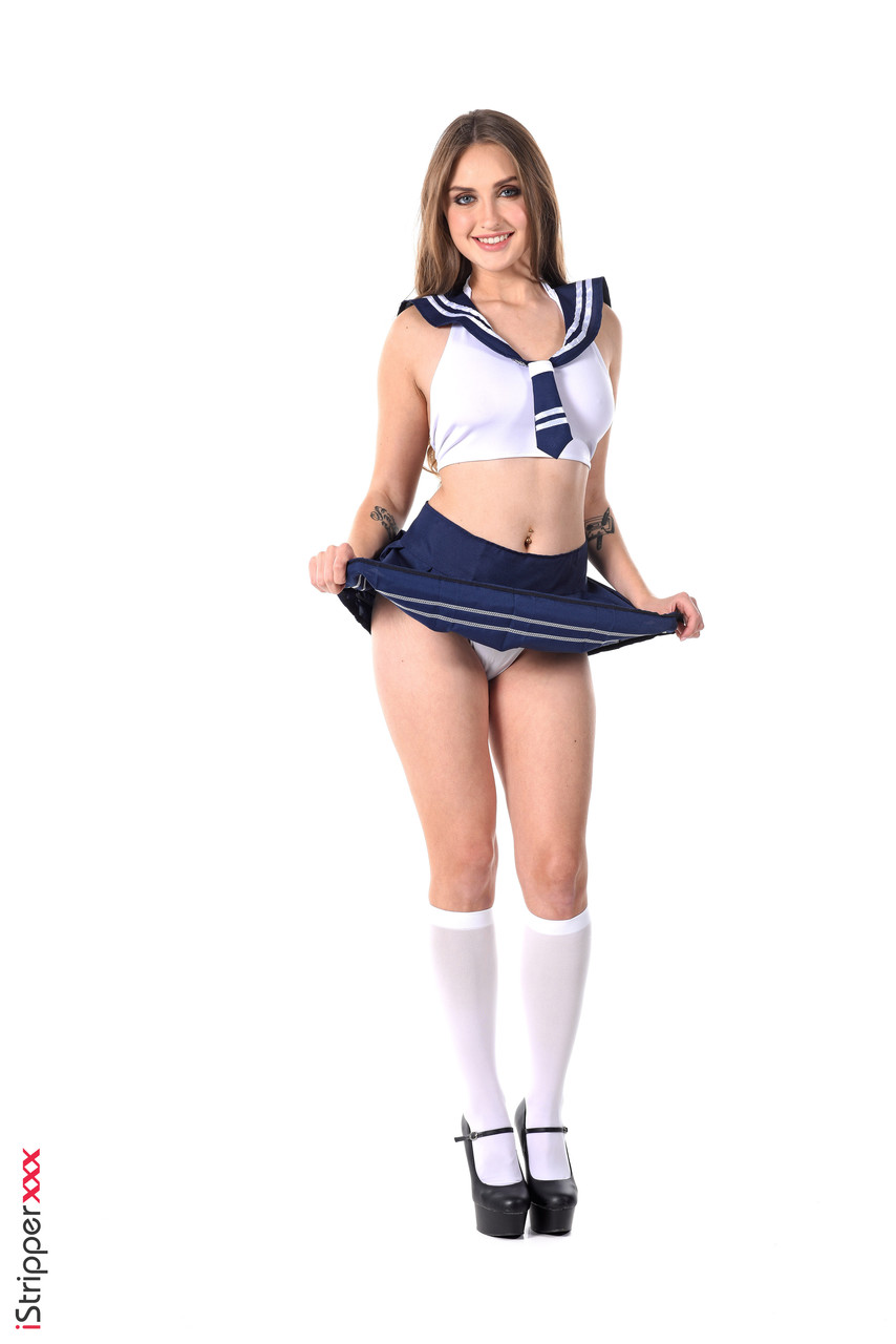 Solo Model Lena Reif Strips Cute Uniform Puts It Back On