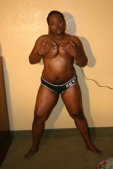 Busty Ebony Woman in Panties Sucks Cock and Takes a Cumshot