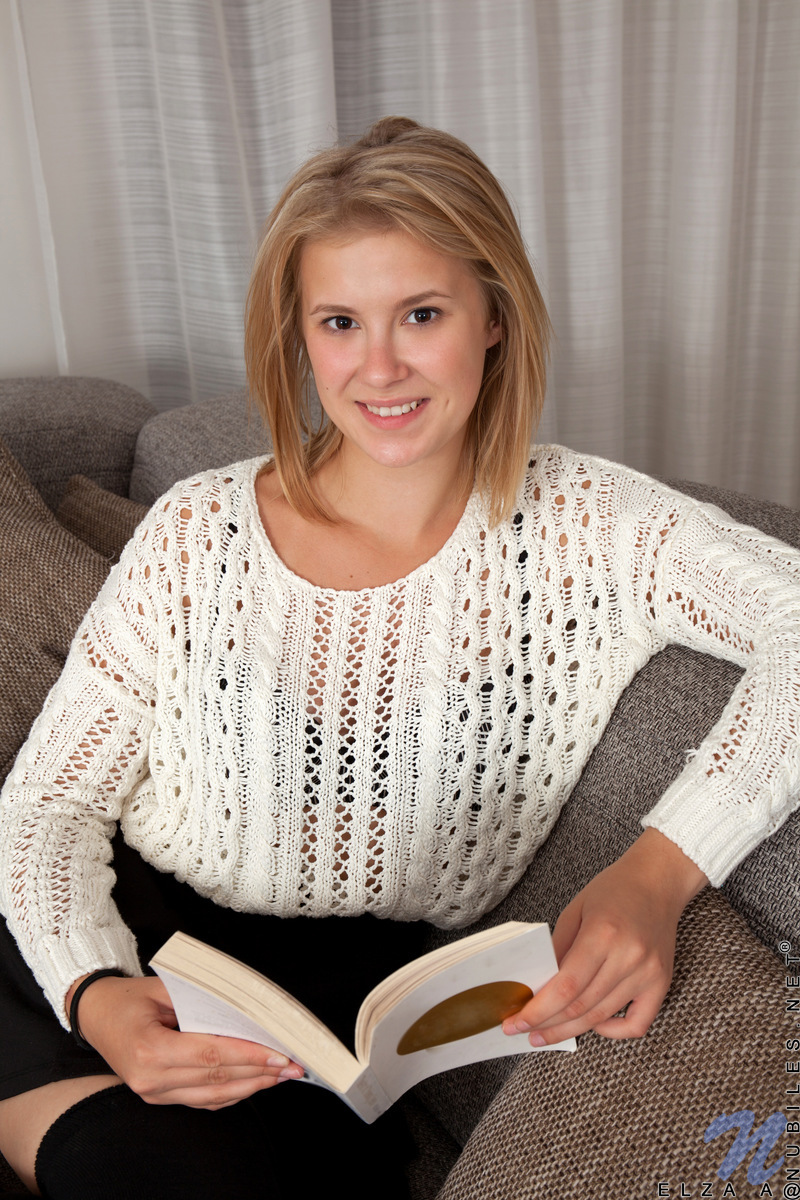 Nude Blonde Girl Elza Makes Debut In Over Knee Socks