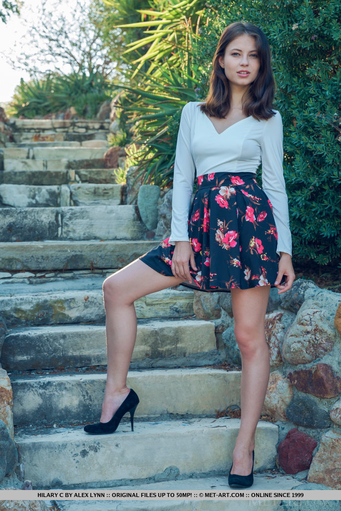 Cute Solo Girl Hilary C Strips Off Upskirt Panties To Pose Nude