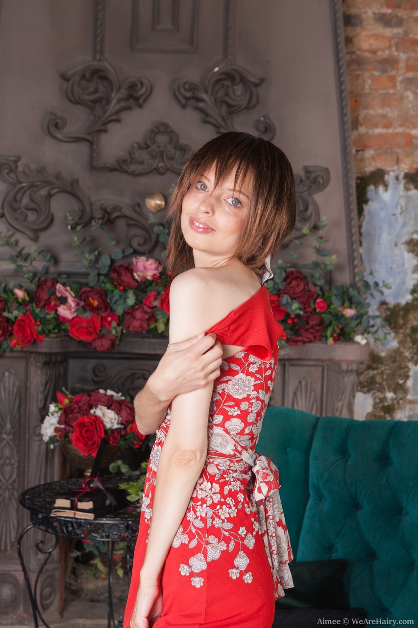 Petite Short Haired Babe Aimee Flaunts Hairy Armpits And Pussy Solo