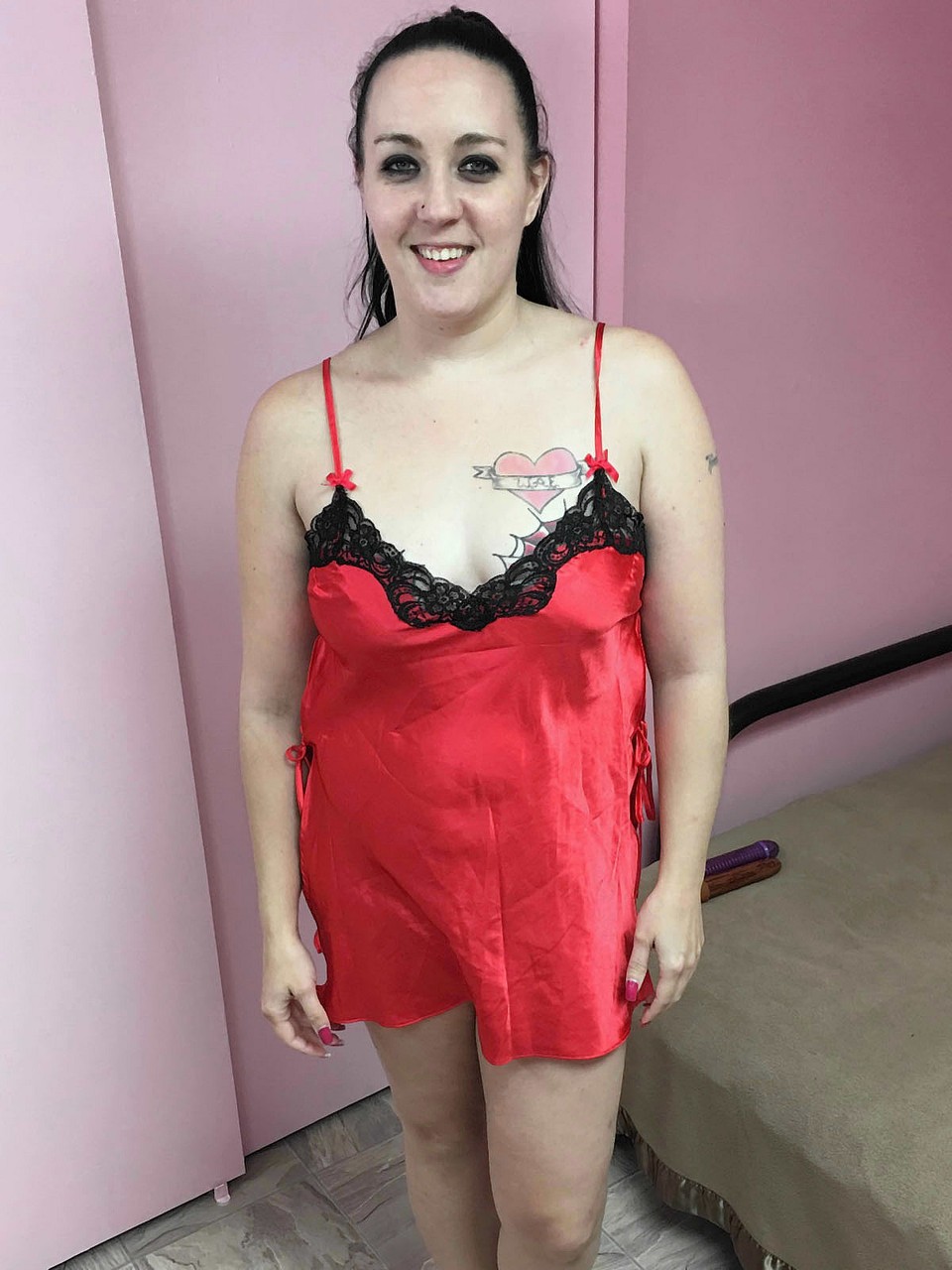 Curvy Wife Selena Sky Lifts Negligee And Toys Her Pussy