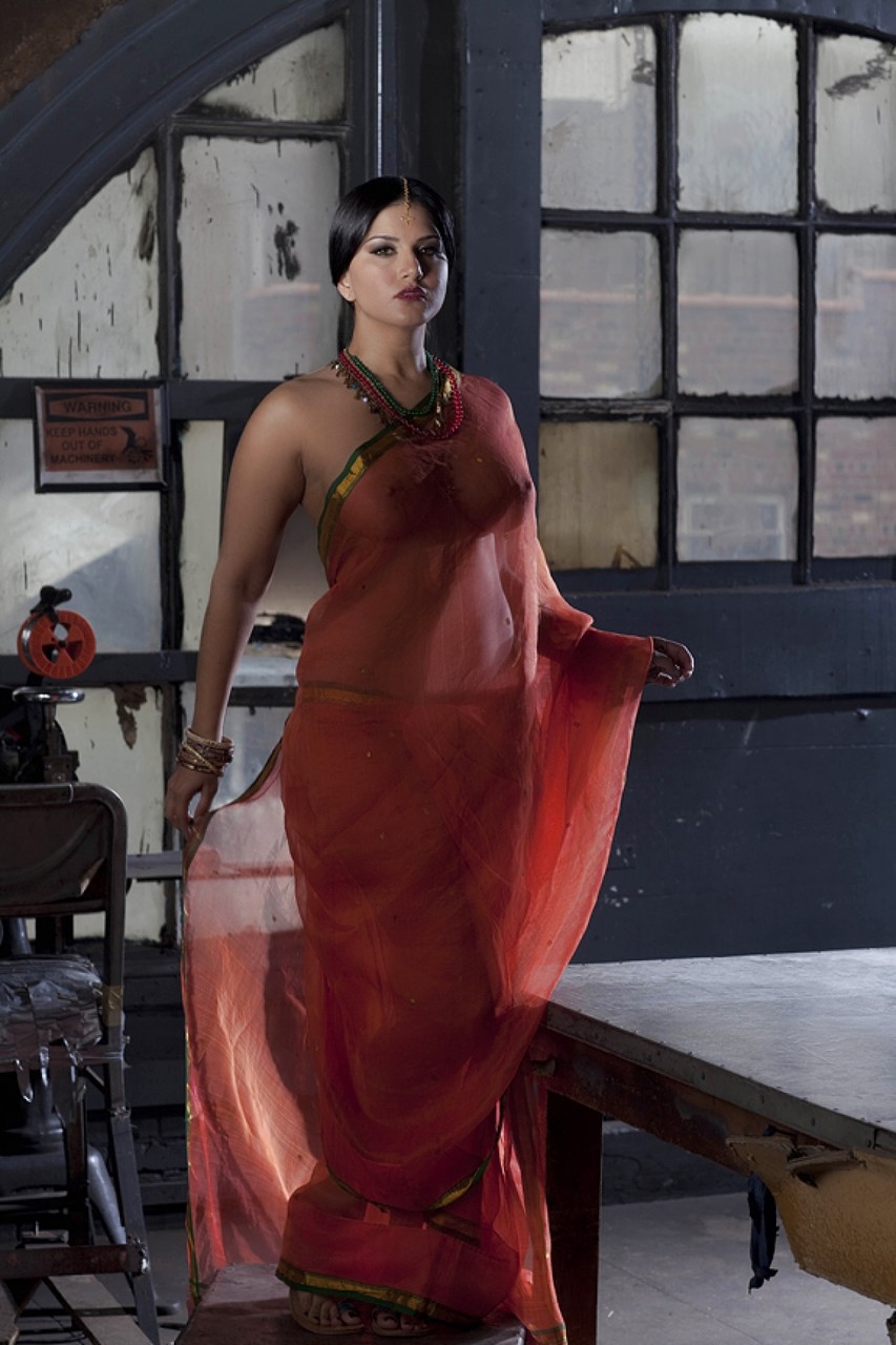 Busty Sunny Leone Models Solo In See Thru Indian Attire