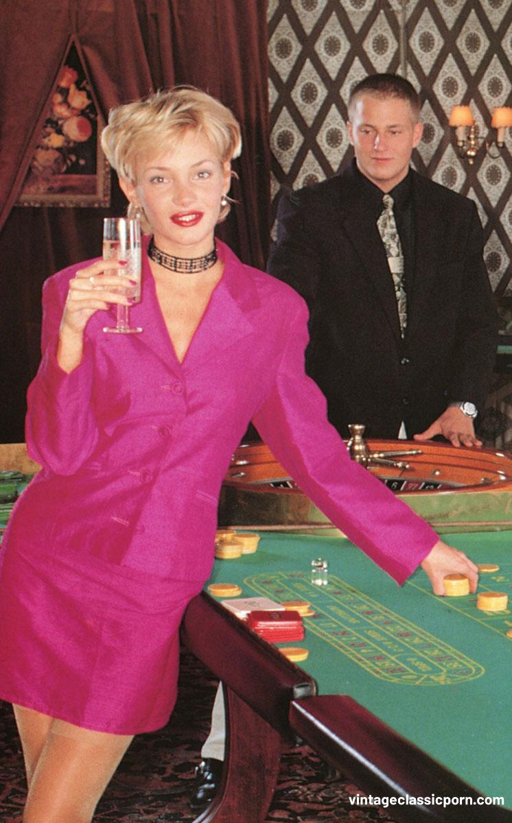 Big Tits Vintage Babe Takes Two Dicks In Hairy Twat On Billiard Table