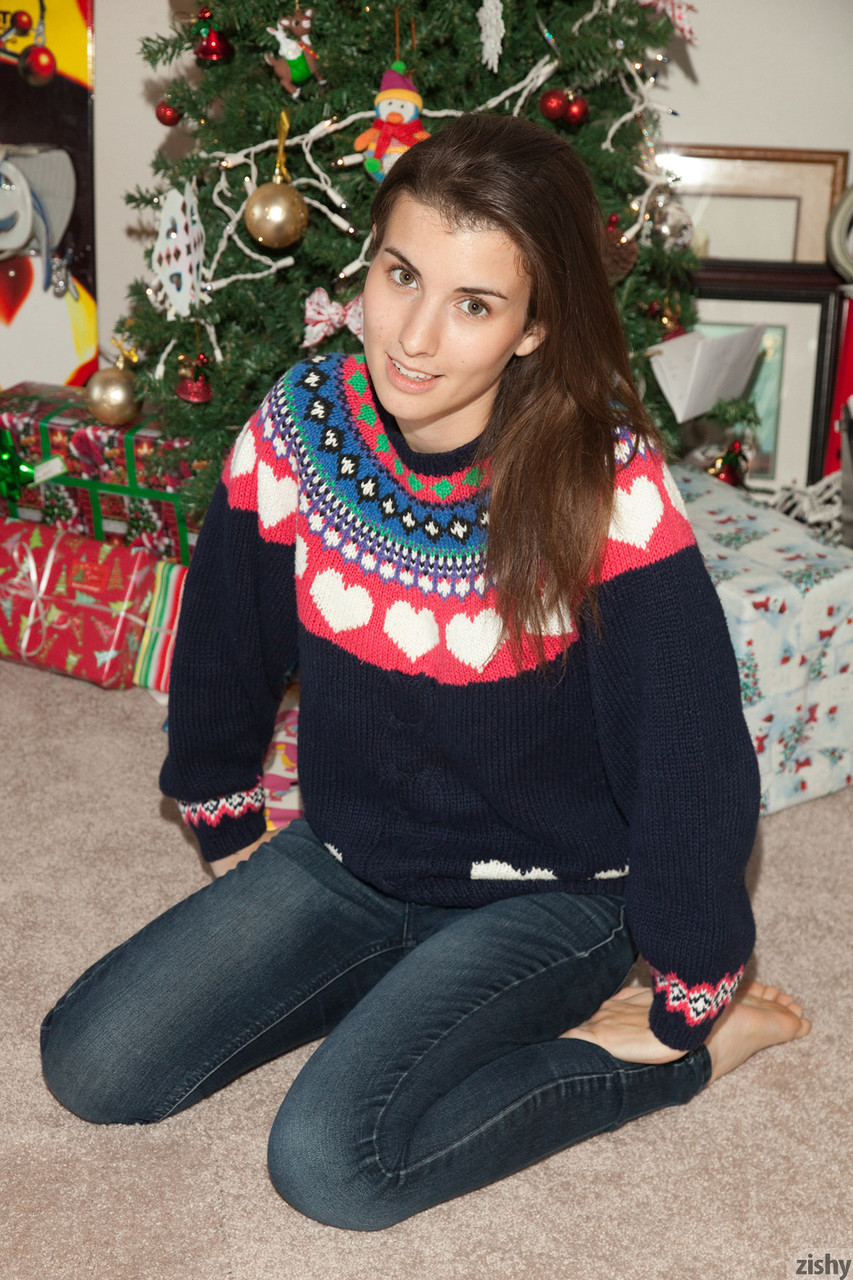 Dia De Natal Namorada Adolescente Melissa Johnston Adorável Traseiro Exposto