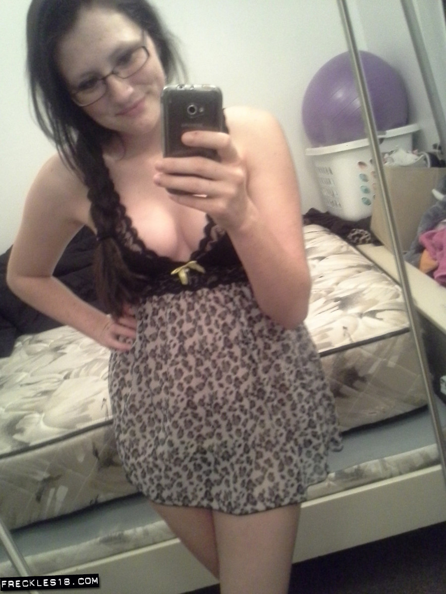 Geeky Brunette Freckles 18 Touches Her Hot Tits In Her Solo Homemade Session