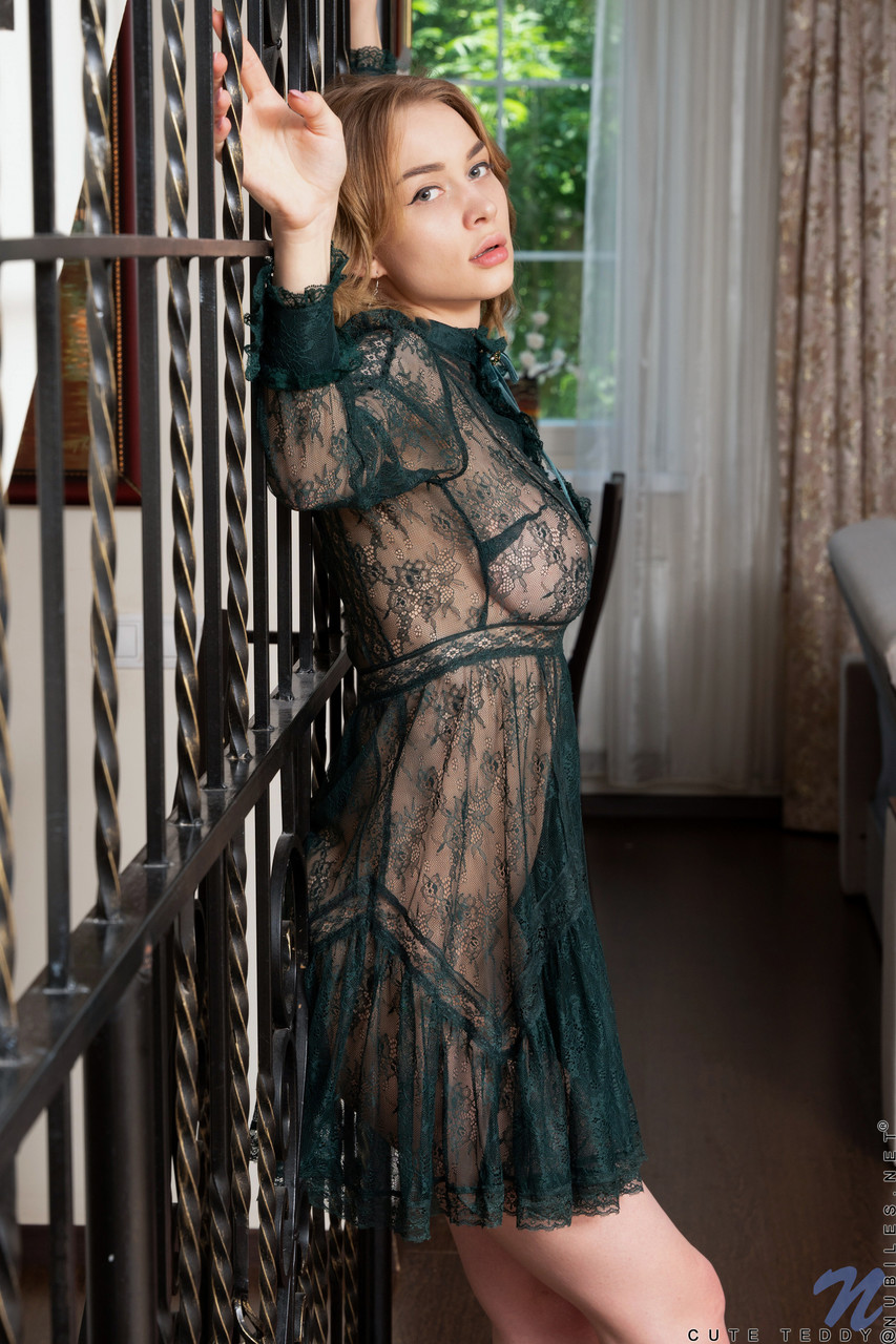 Beautiful Cute Teddy Babe Shows Big Tits And Fingers Shaved Pussy