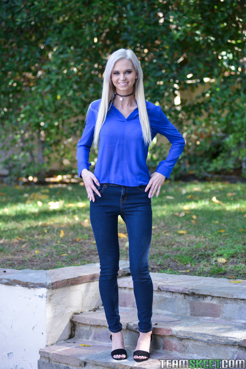 Petite Stepdaughter Astrid Star Flaunts Big Fake Tits Outdoors