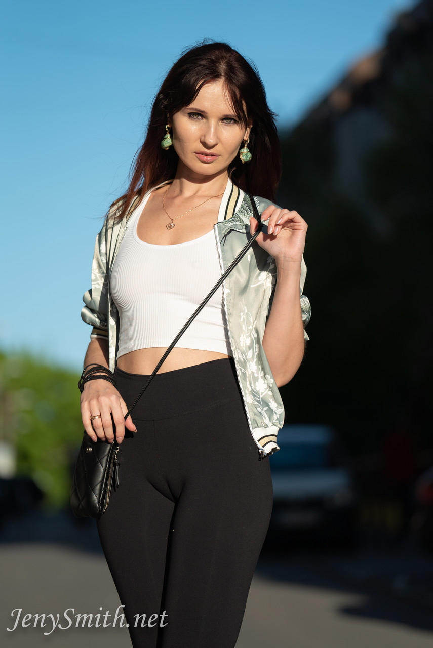 Russian Milf Jeny Smith Flashes Natural Tits In Public