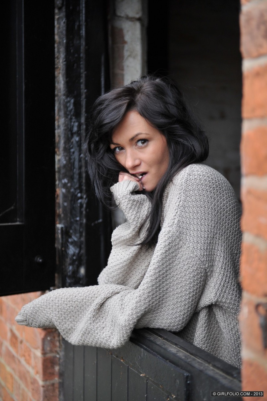 Dark Haired Female Exposes Her Pussy By Window In Black Boots