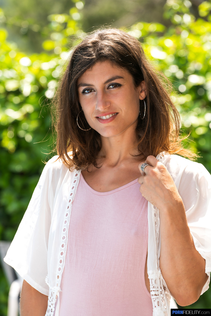 Julia Roca: Brunette Amateur Teases with Hot Ass and Hairy Crotch Outdoors