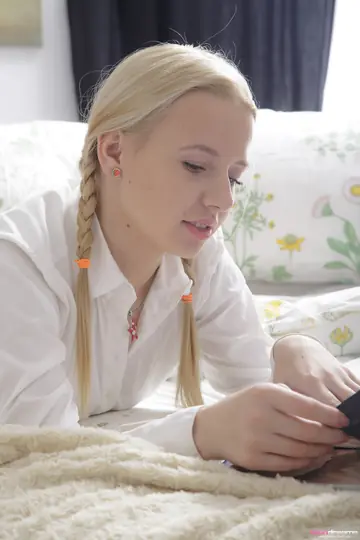 Olivia Grace – Blonde in Pigtails Strips and Takes Anal from Her Partner