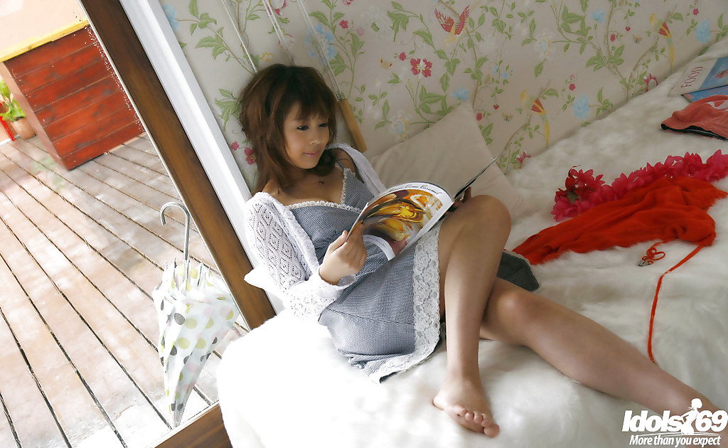 Sweet Asian Teen Babe Uncovering Her Big Tits with Perky Nipples