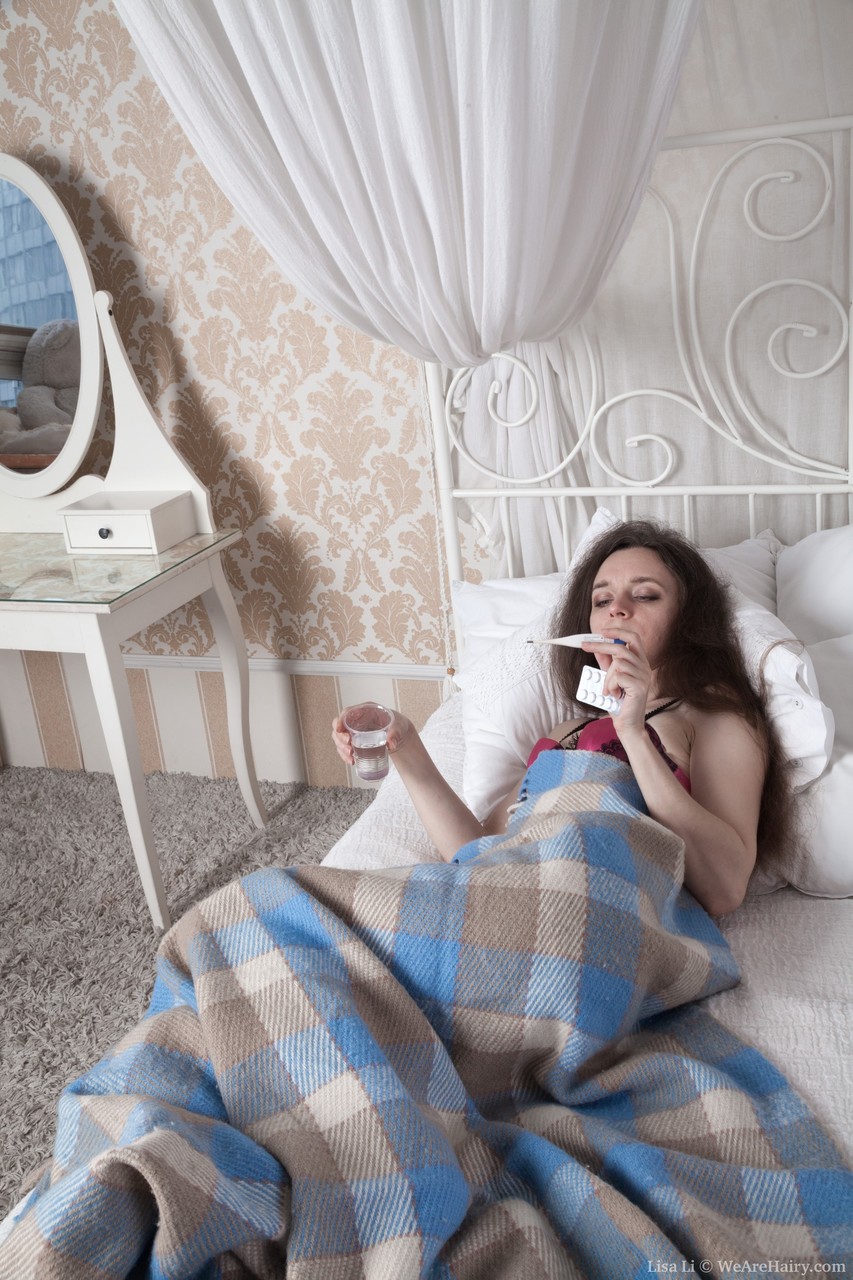 Skinny Chick Lisa Li Strips and Teases with Her Hairy Crotch and Armpits