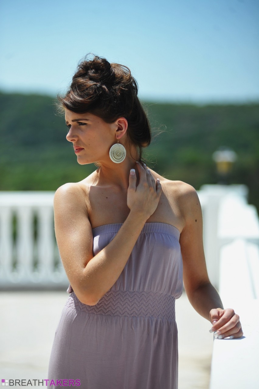 British Model Lucy Blackburn Slides Underwear Aside On Balcony