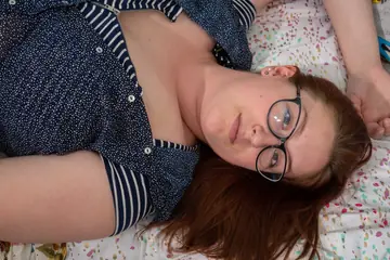 Australian BBW Redhead Toys Her Hairy Bush with a Dildo