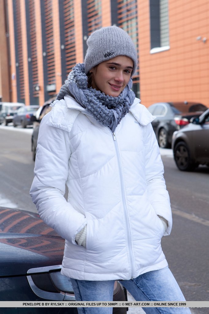 Cute Teen Penelope B Strips Lacy Underwear To Show Small Tits And Hairy Cunt