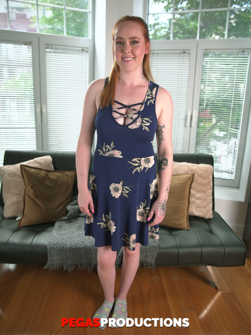 Redheaded Babe With Pierced Big Tits Alice W Shows Her Ass To Bald Dude