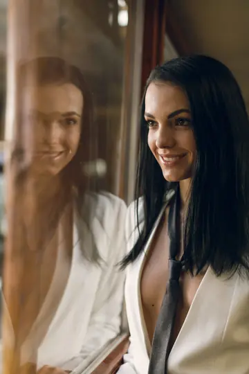 Sapphira A – Slim Czech Lesbian Fingers and Licks Partner by a Mirror