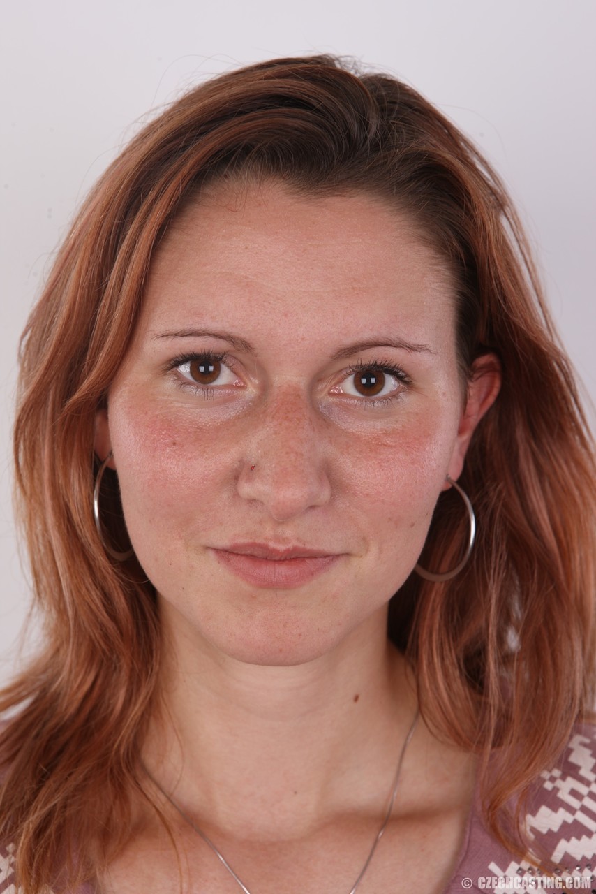 Redhead First Timer Holds Face Firm While Stripping All Clothes