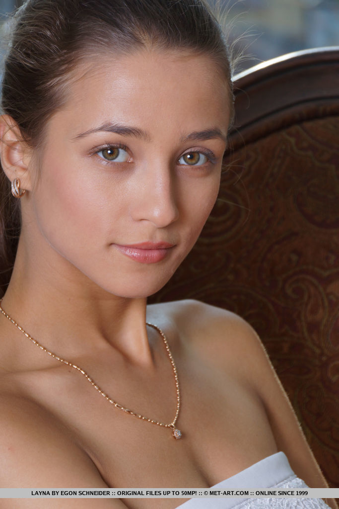 Confident Teen Model Layna Strikes Nude Poses With Hands On Slender Hips