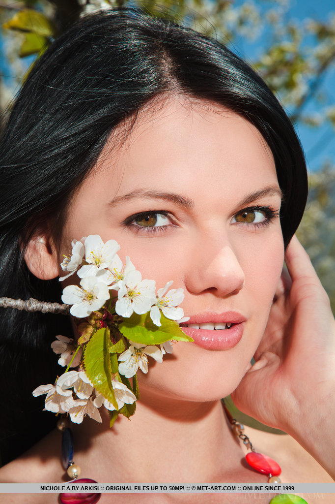 Dark Haired Euro Nichole A Shows Hot Ass And Small Boobs In Woods