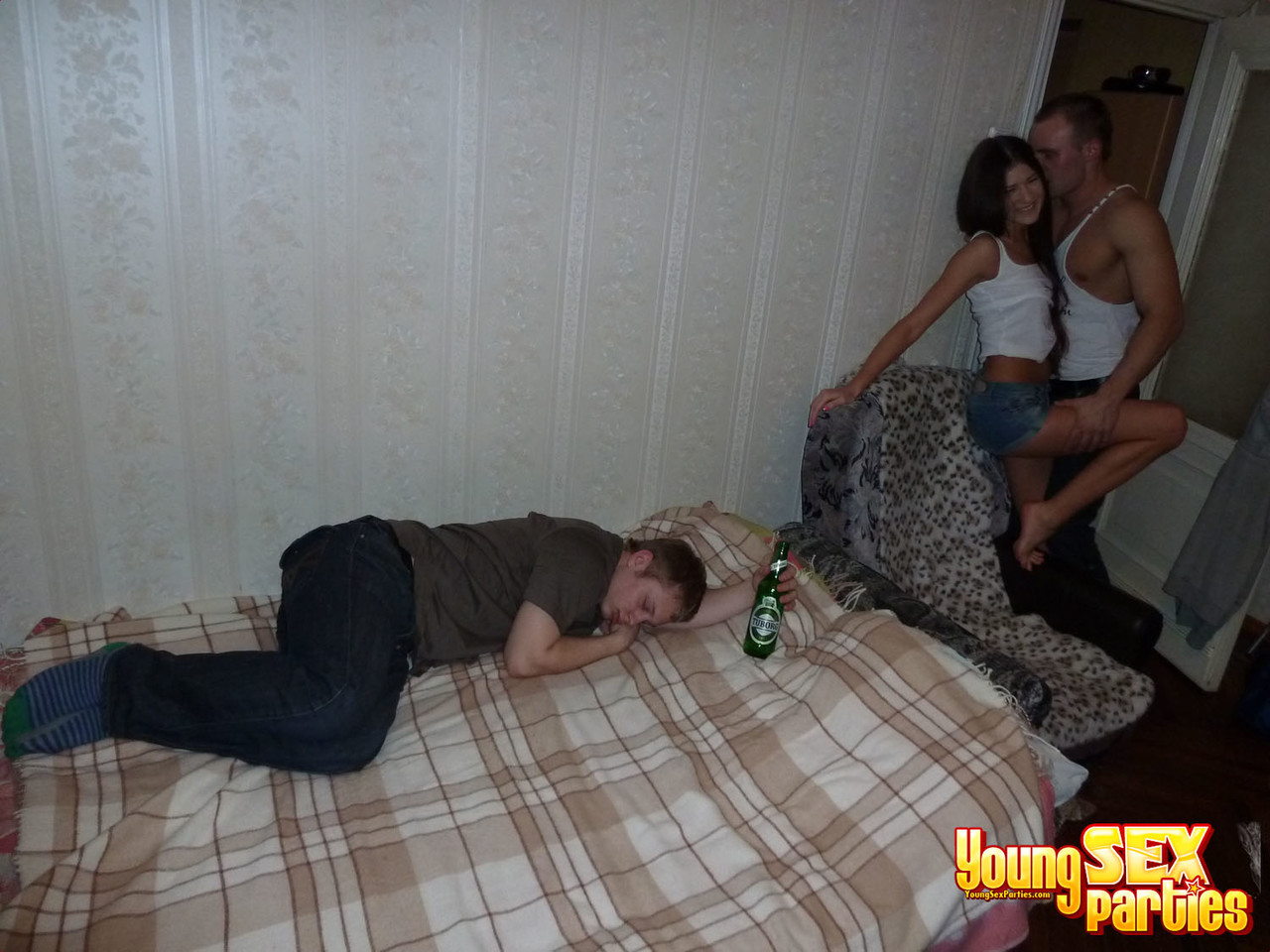 European Teens Agnessa And Nadine Have A Threesome While One Bf Sleeps