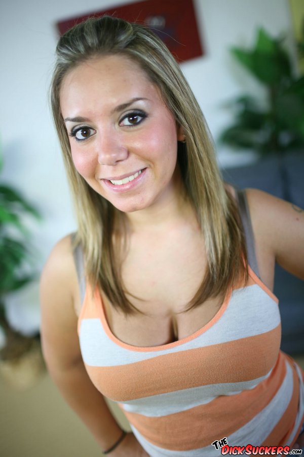 Busty Blonde Allie Foster Drools Spit Before POV Blowjob