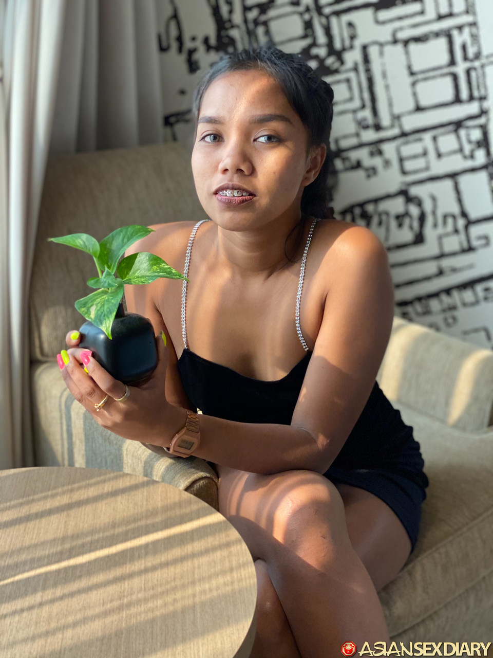 Pretty Asian Babe Fon B Striptease Ends With POV Sex