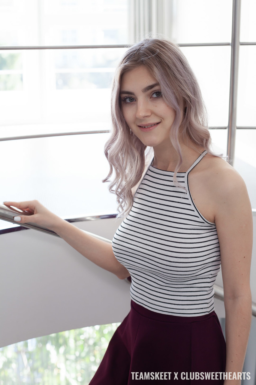 Teen Eva Elfie Rides Long Cock While Fondling Her Big Tits