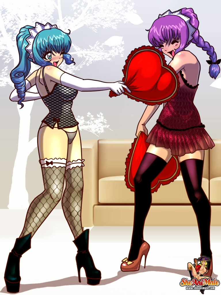 Busty Anime Shemales Blowjob & Wild Anal Sex On Valentine's Day