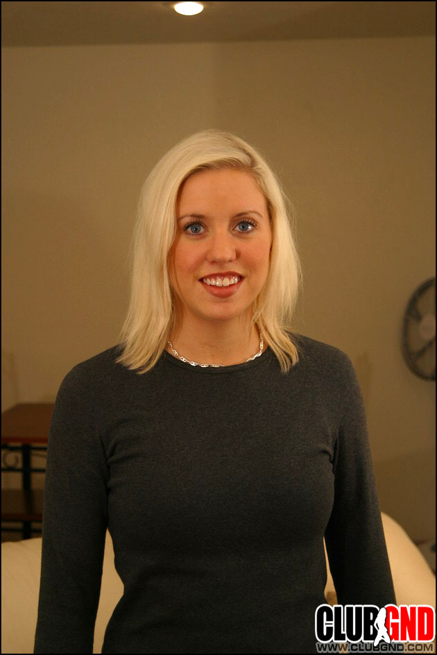 Blonde Teen Britney With Striking Eyes Naked On Leather Couch