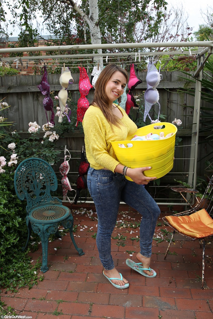 Adorable Australian Christina Toys Her Hairy Twat Outdoors With Huge Juggs