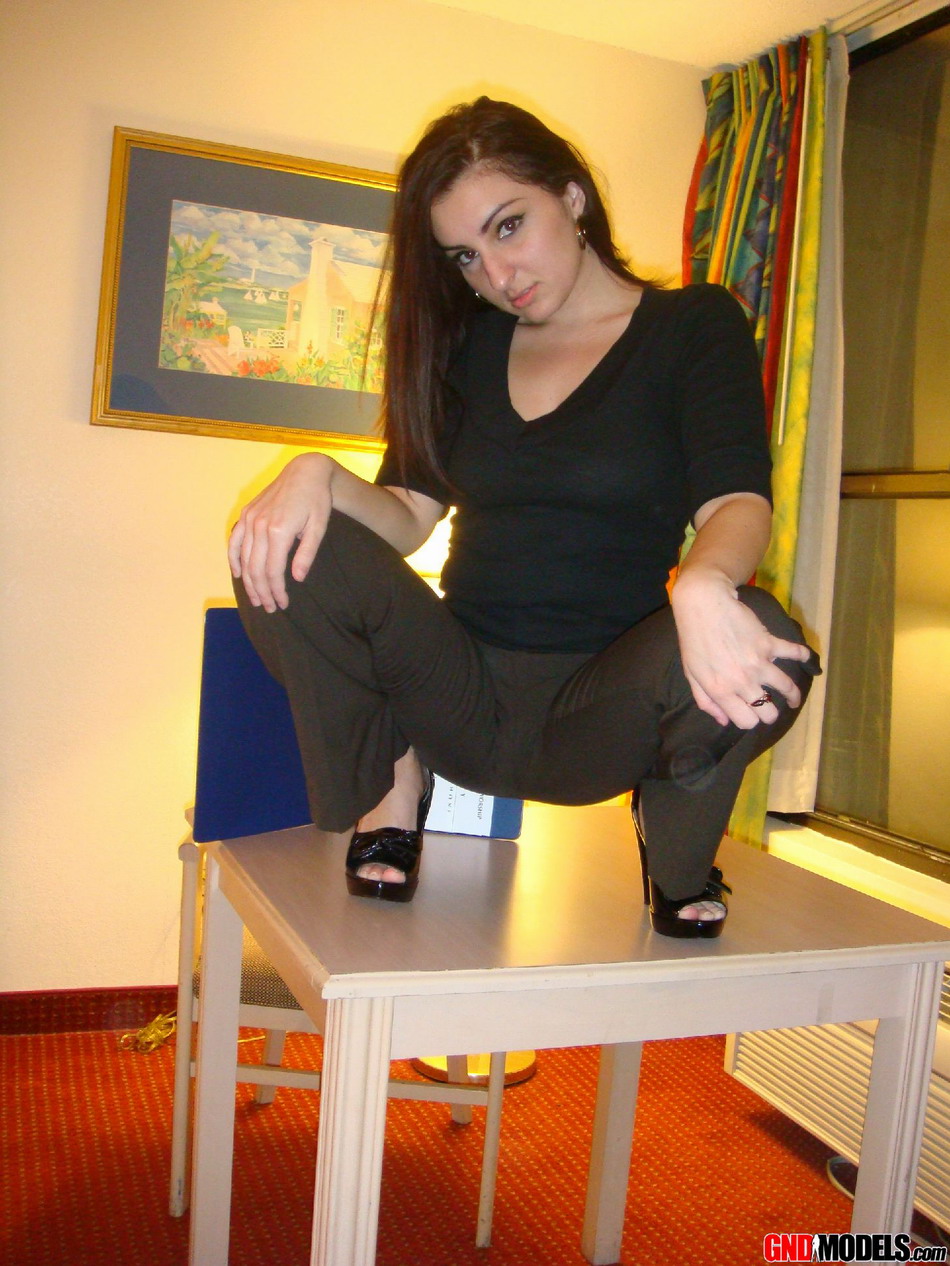 Evie Is A Brunette Amateur Who Twerks On Chair After Stripping To Thong