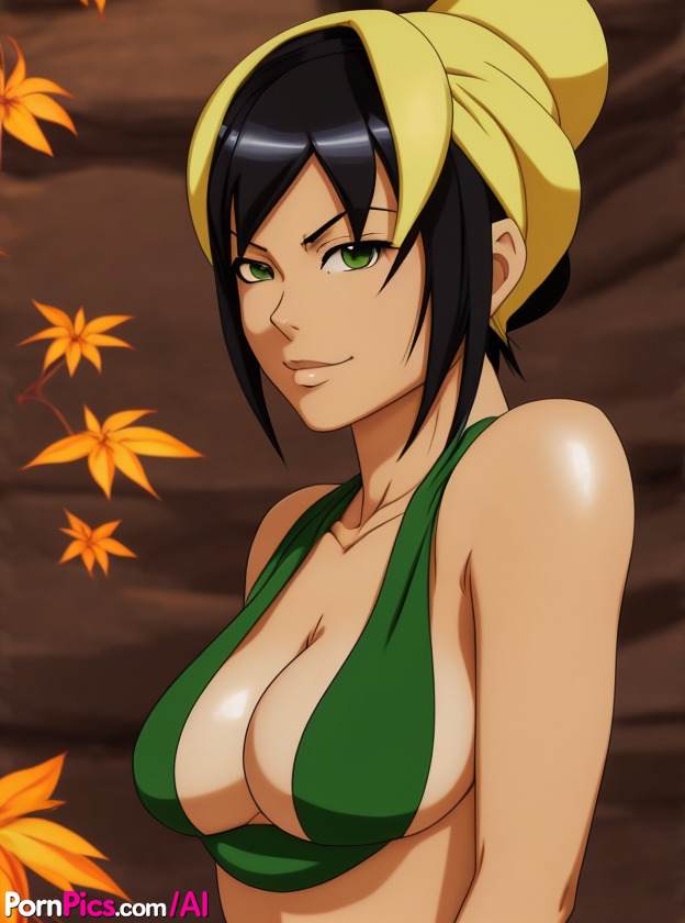 丰满的成人动漫娃娃土遁·贝芳独自展现她的大胸部