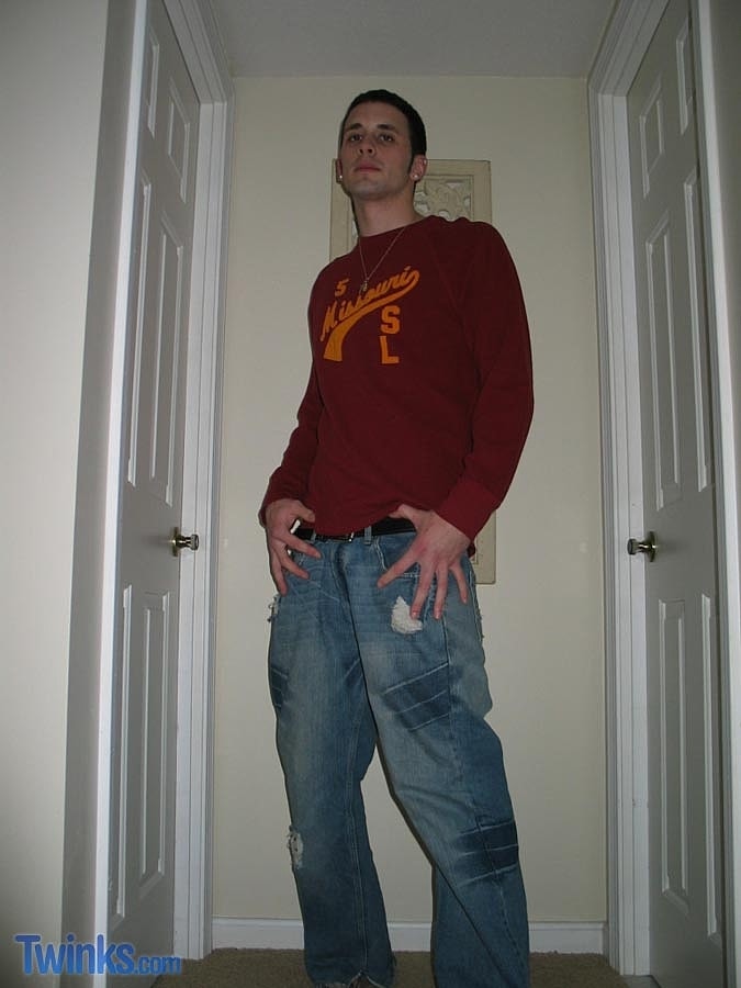 Shaved-Headed Gay Boy Nate L Strips And Masturbates In Hallway