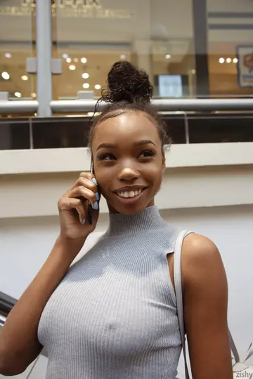 Asia Amour – Petite Ebony Brunette Undresses and Spreads in Public