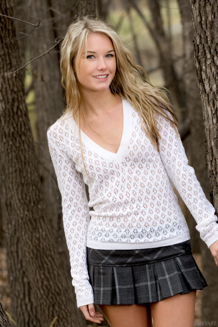 Blonde Teen Jewel A Poses Naked In Woods