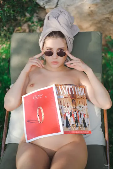 Ellie Luna – European Brunette in Glasses Spreads Outdoors