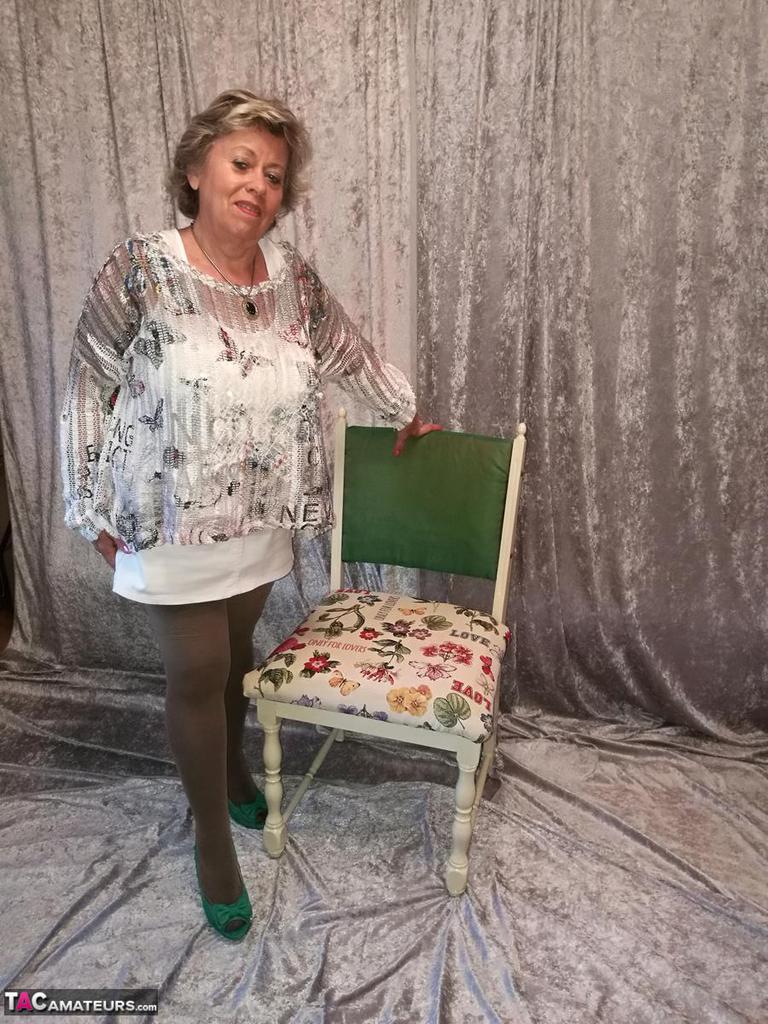 Big Titted Oma Caro Shows Her Big Ass In Nylons After Pulling Down Underwear