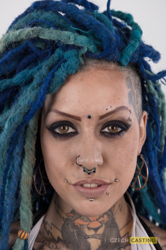 Punk Girl With Dyed Dreads Strips Naked For Her Modelling Debut