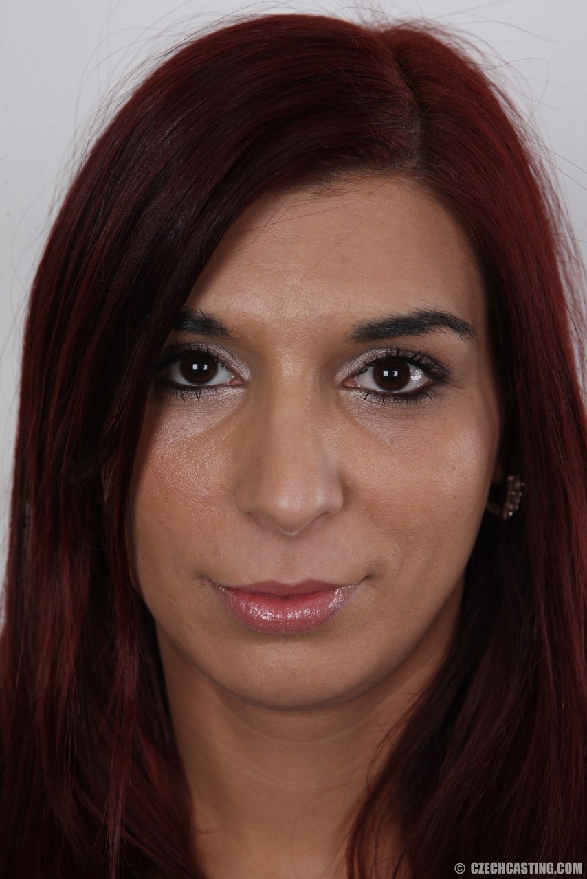 Brunette Solo Girl Strips For Closeup Bald Twat Show