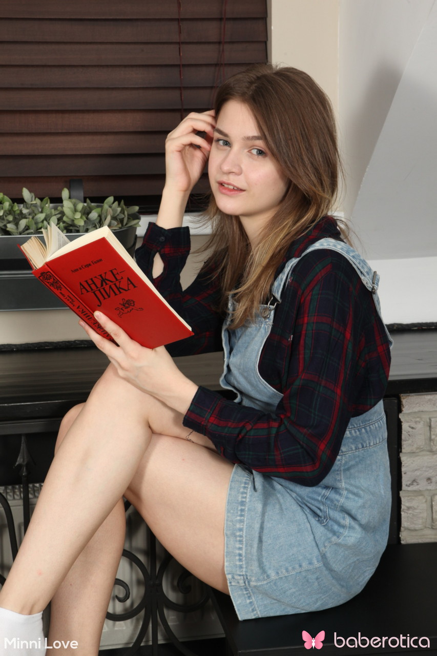 Teen Minni Love Reads Hardcover Book Before Getting Totally Naked