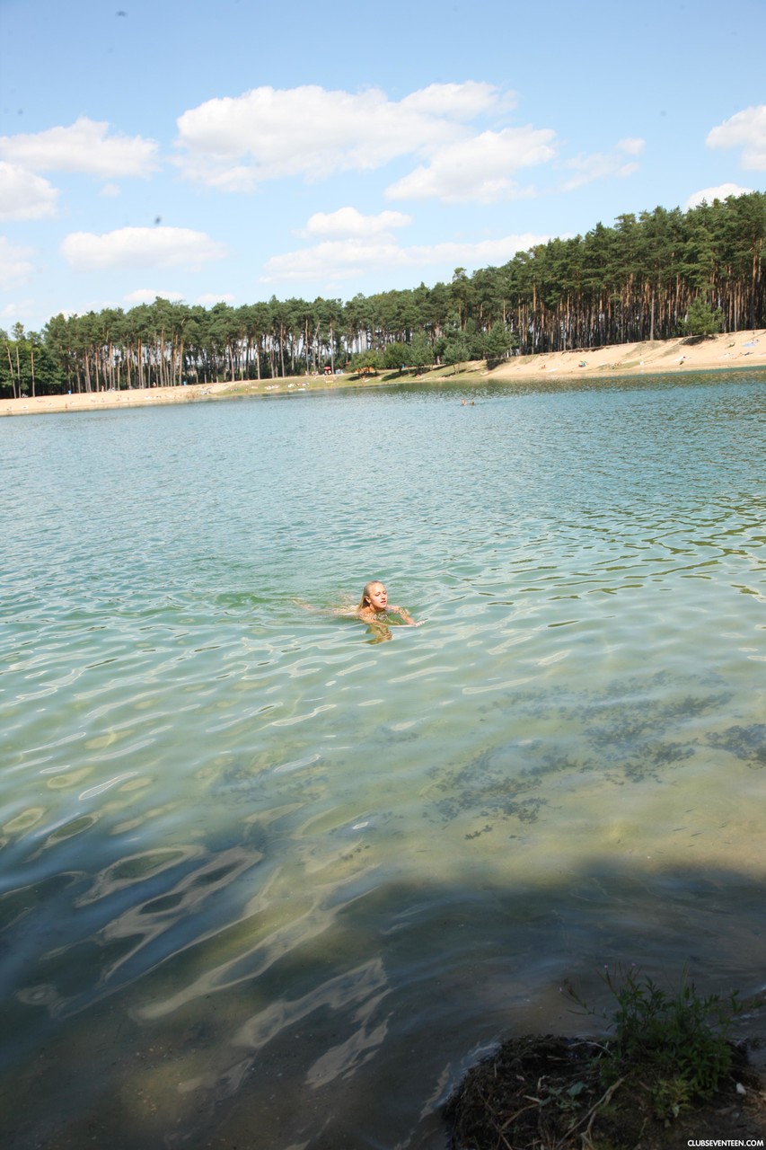 Blonde Sara J Flashes Her Tits And Teases Shaved Pussy Outside