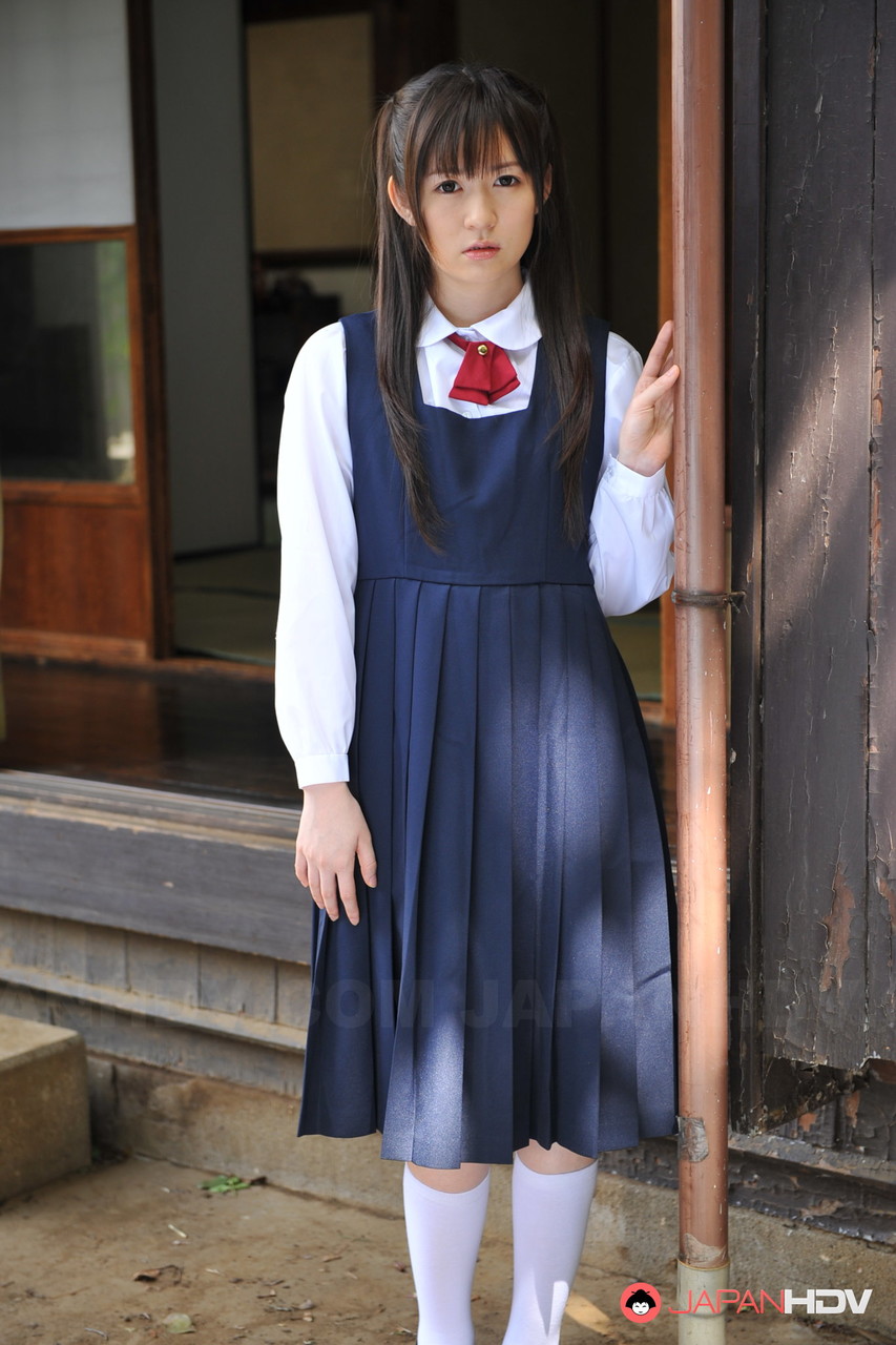 Japanese Schoolgirl Posing Cute Outfit In Garden