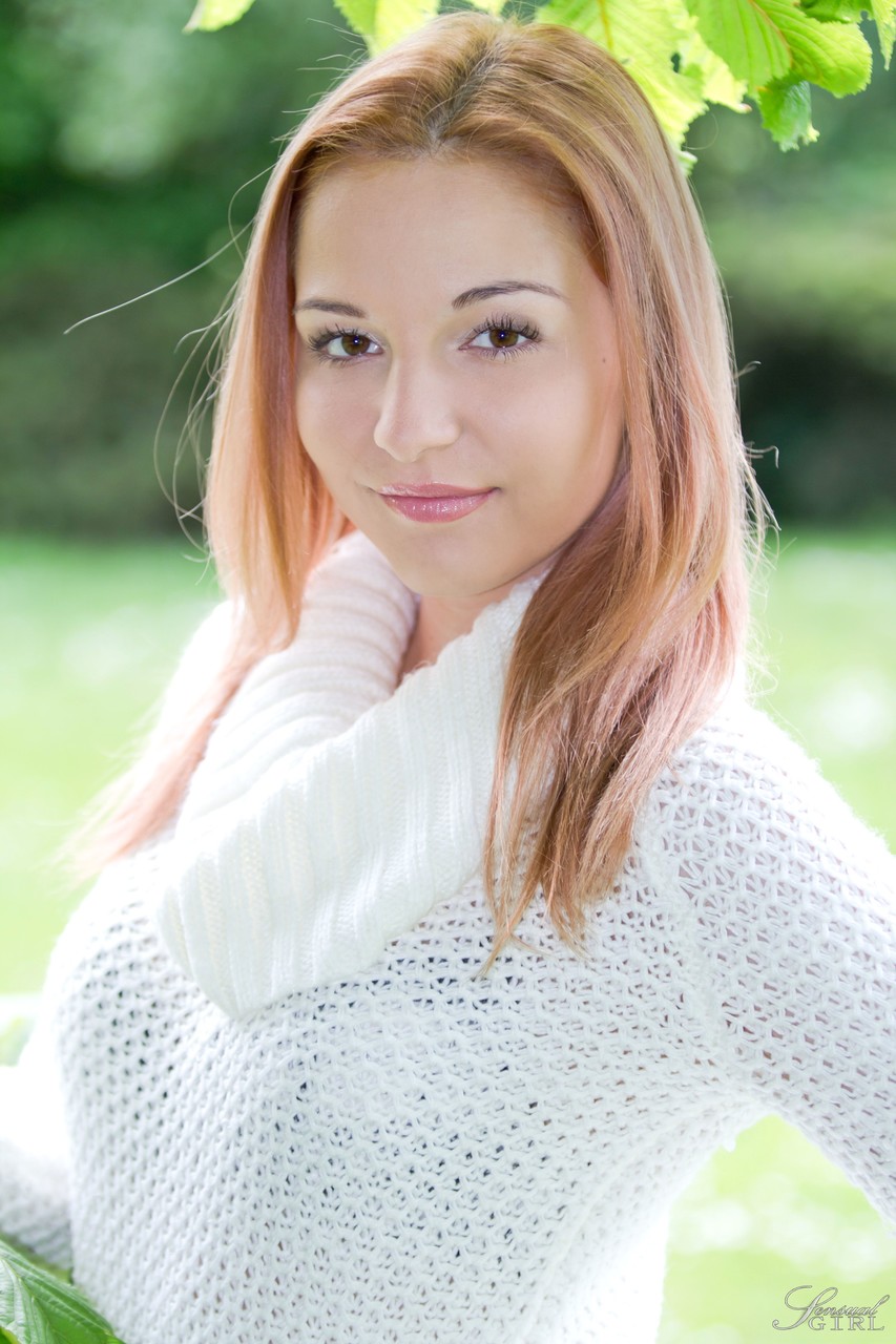 Sweet Ginger Emily Ross Strips Naked And Poses Outdoors