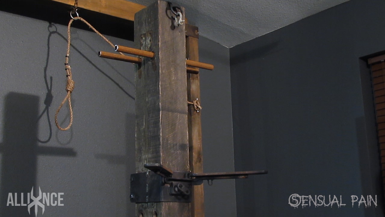 裸の白人奴隷アビゲイル・デュプリ拘束されて鞭打たれる