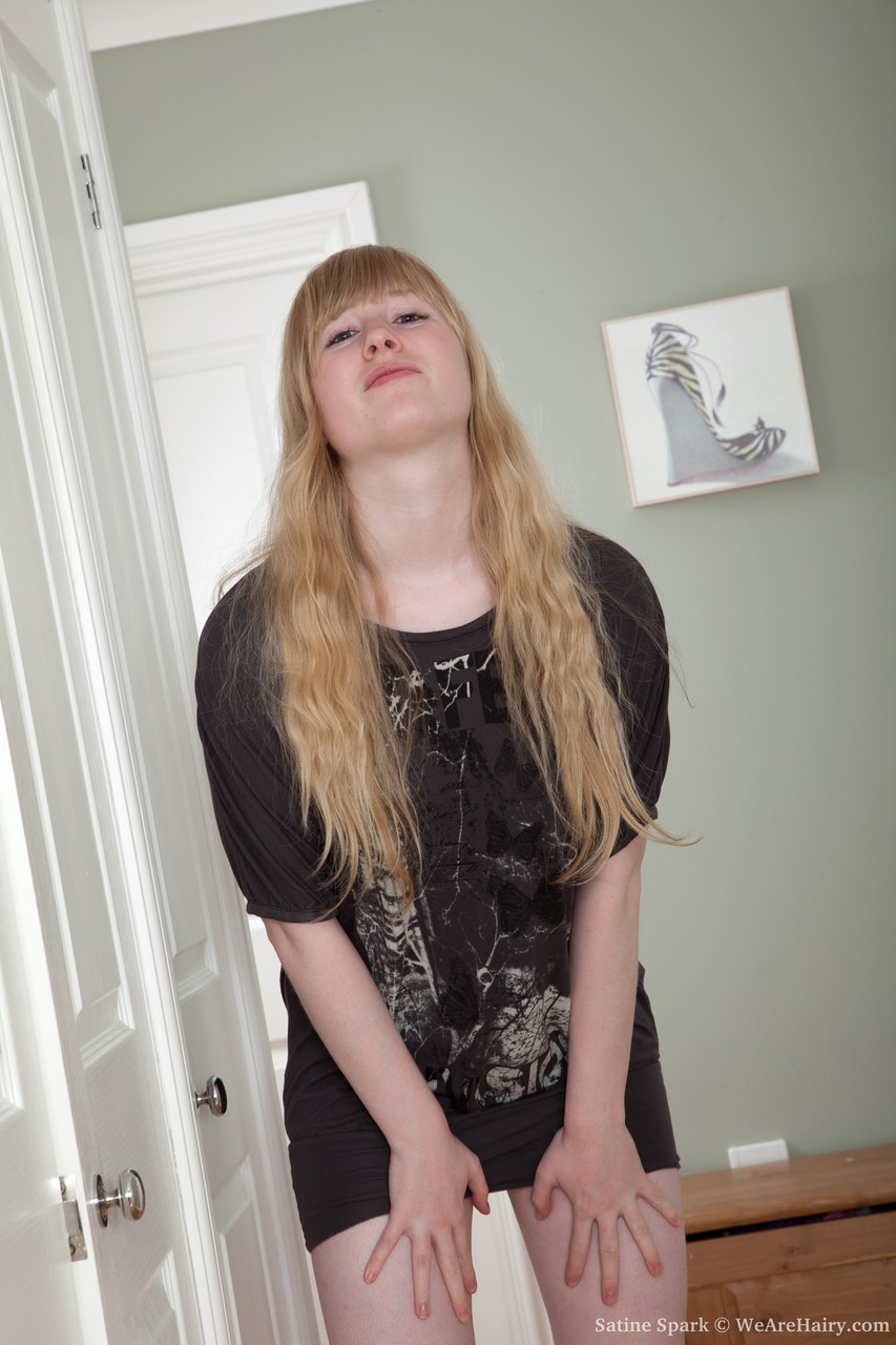 Curvaceous Blonde Satine Spark Flashes Her Hairy Bush And Natural Tits